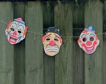 Halloween garland of vintage masks