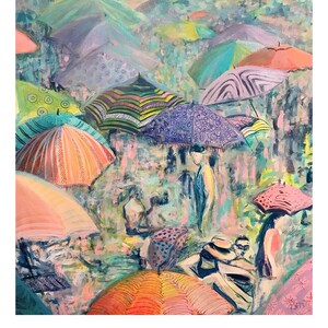 16 x 20 Photo reproduction of colorful beach acrylic painting