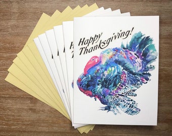 Set of 6 Happy Thanksgiving cards (blank inside) by Katy Clark. MADE IN USA.