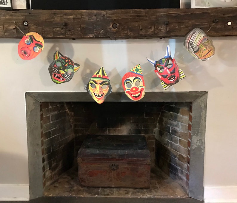 Halloween Garland of Vintage Masks Etsy