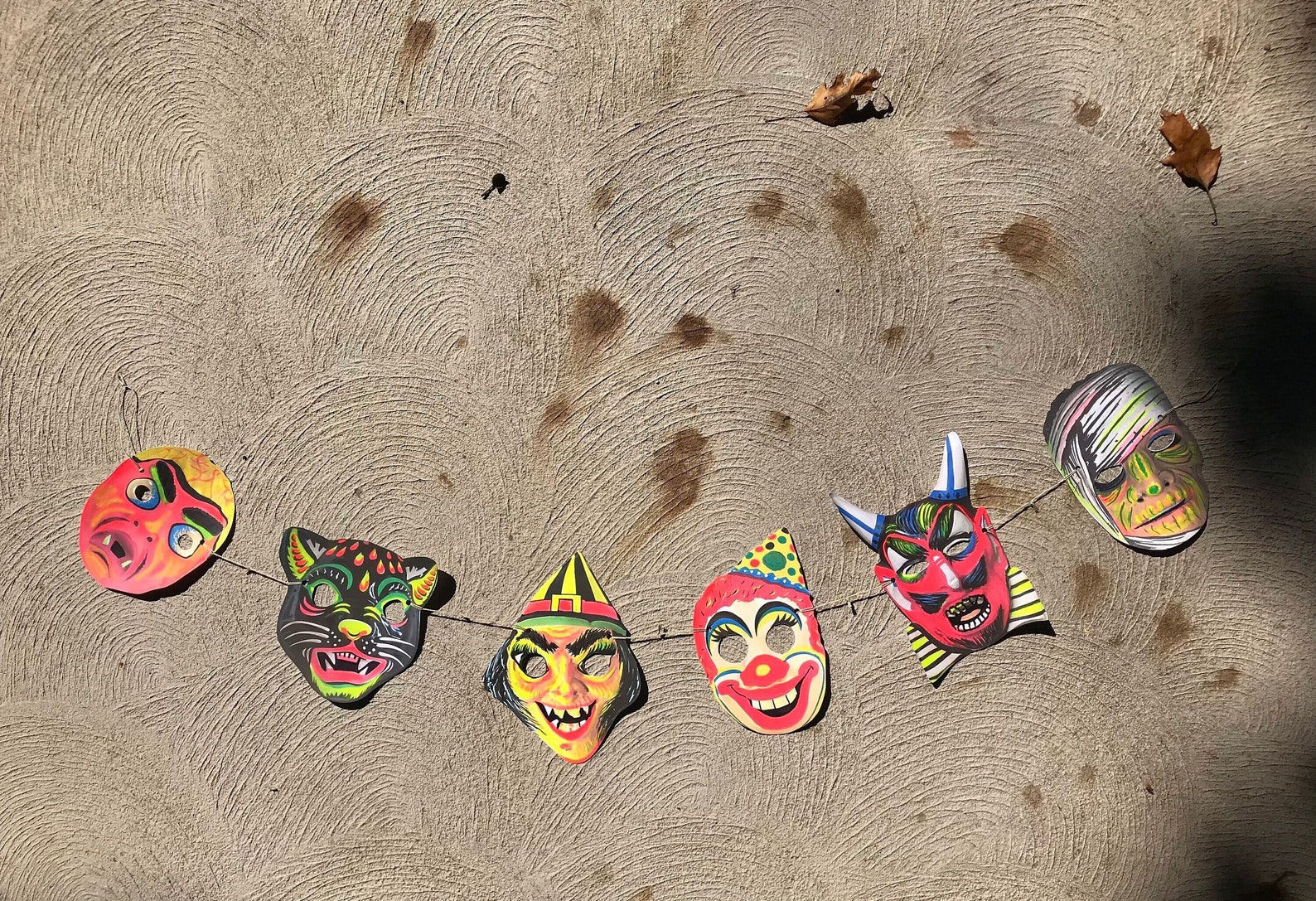 Halloween Garland of Vintage Masks Etsy