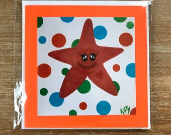 One Blank "Starfish in Love" Notecard by Katy Clark and envelope