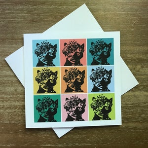 Kitty Warhol pop art blank notecard