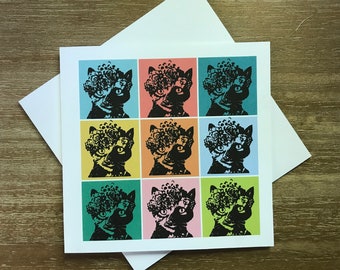 Kitty Warhol pop art blank notecard