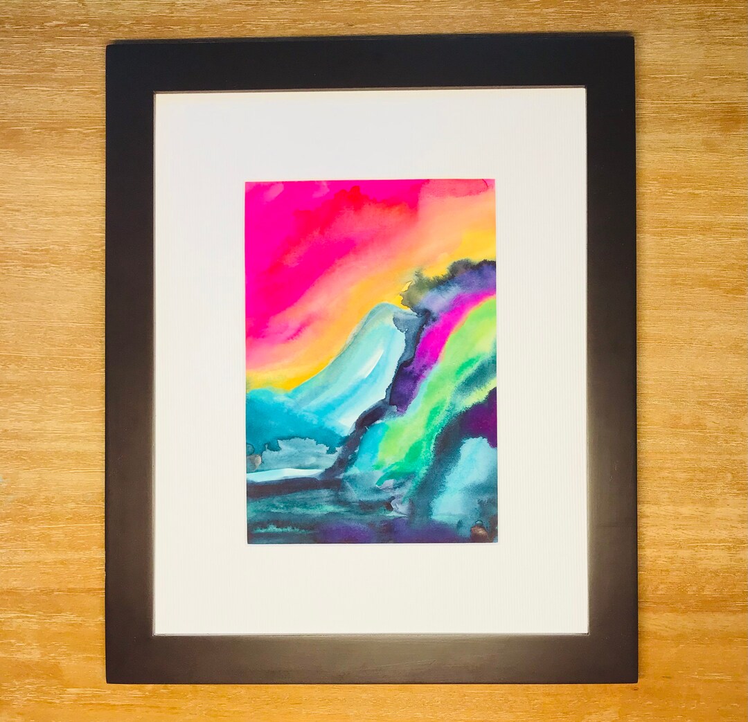 Original Art, Framed, Matted Watercolor, Art Size 5” X 7” Maui Sunset ...