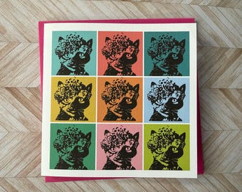 Kitty Warhol pop art blank notecard