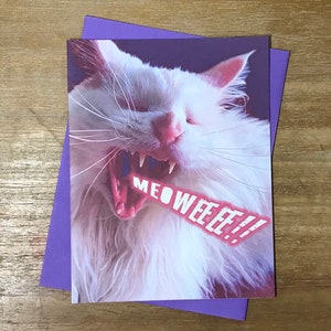 MEOWEEEE! Cat Card and Envelope with art by Katy Clark