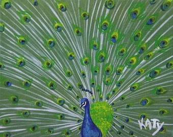 Contemporary Peacock by Katy Clark GICLEE PRINT