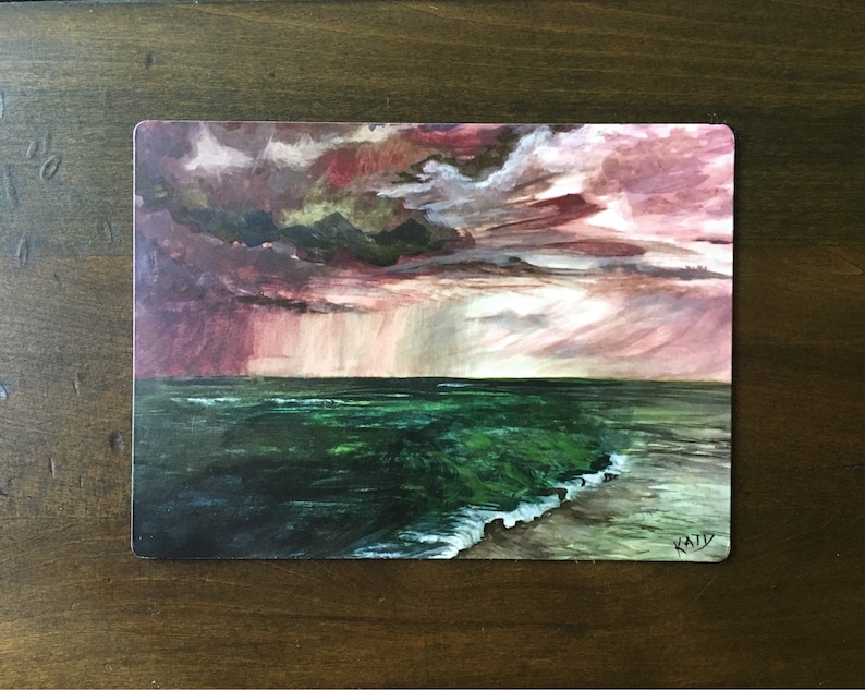5 x 4 magnet of watercolor storm off the shore of Marco Island FL