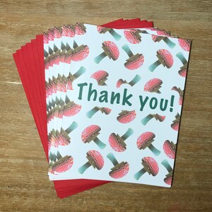 Mushroom Thank You Cards, Cottagecore Woodland Set of 6