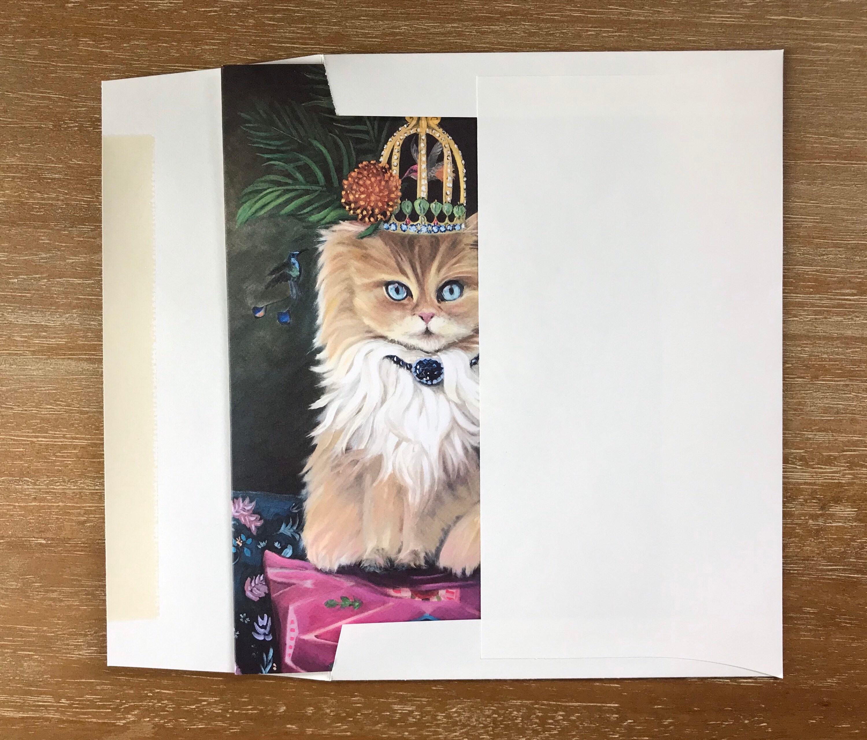 Pretty Princess Kitty Cat Birthday Card 5x7 Featuring Artwork by Katy