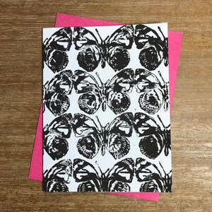 Butterfly Lino Print Art Notecard by Katy Clark (blank) and Corresponding Envelope.  MADE IN USA.