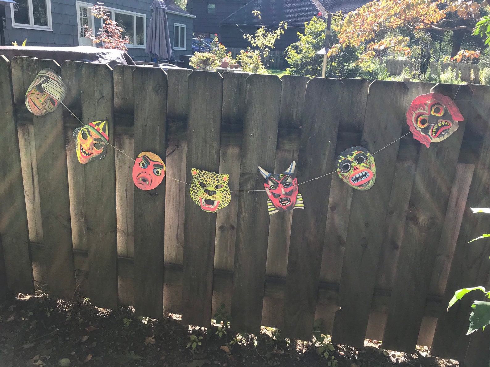 Halloween Garland Featuring 7 Different Vintage Mask Designs Etsy