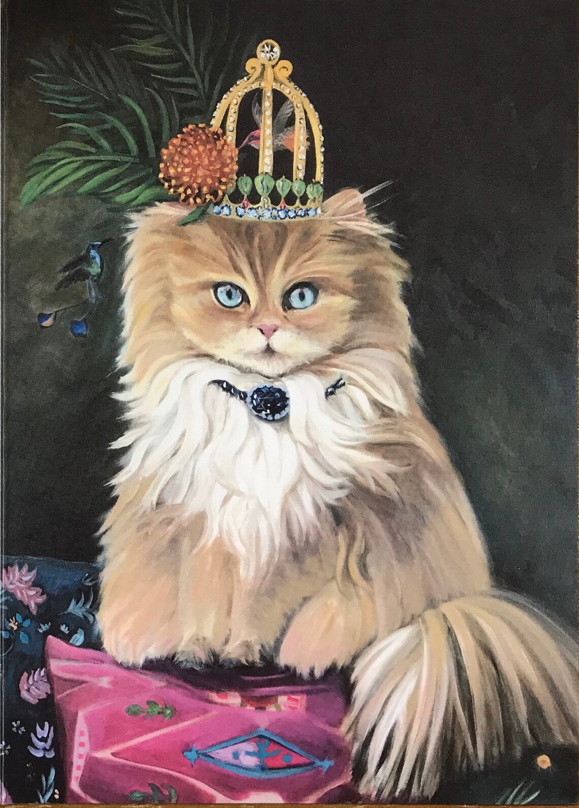 Pretty Princess Kitty Cat Birthday Card 5x7 Con ilustraciones | Etsy