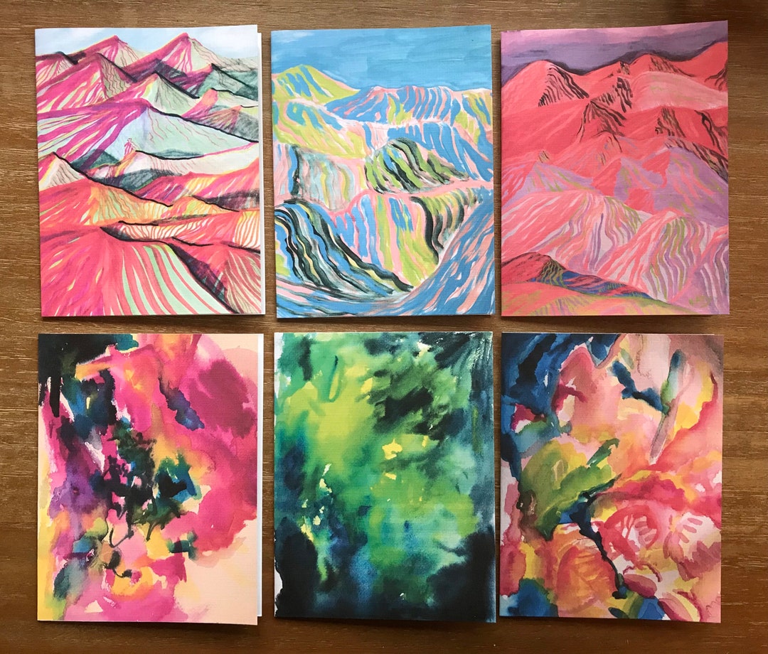 Original Art Notecard Set, Colorful Landscape Cards, Set of 6 - Etsy