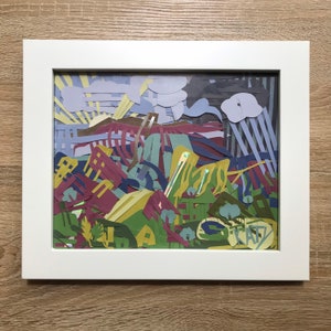 Cut Paper Landscape 10 x 8 framed (12” x 10”) Original Art by Katy Clark