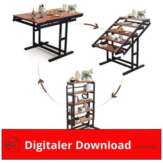 Build Plans dining Table, 2 in 1 Conversion Table, Multifunctional Solid Wood Folding Dining Table - Digital Download.