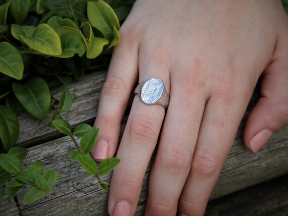 Silver Forest Signet Ring - Etsy