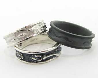 Rosebud Band with Raised Edge in Silver, Made to Order