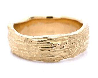 Domed Golden Birch Band 14k Yellow Gold