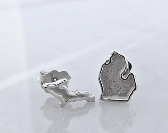 Michigan Silver Earrings Studs, Lower and Upper Peninsula