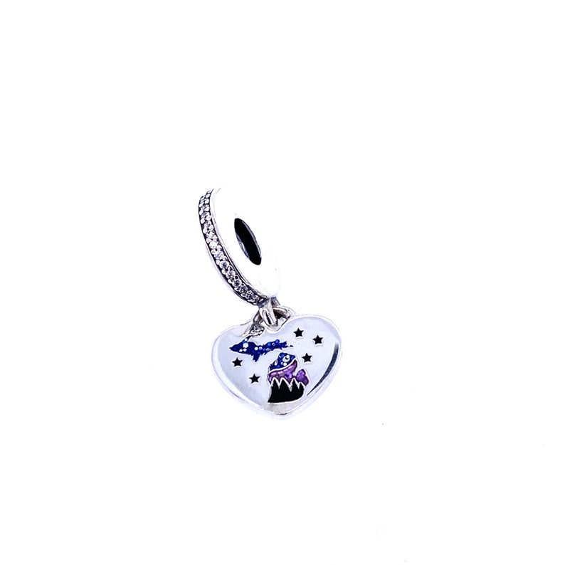 Majestic Michigan Silver PANDORA Heart Dangle Charm Purple Sunset Michigander gift image 3