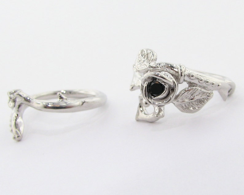 Thorned Rose Bridal Set Silver & Black Diamond - Etsy