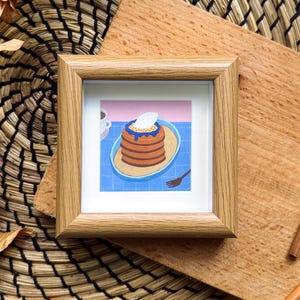 Mini stampe artistiche di cibo su cornici di legno / Illustrazioni di cibo con carboidrati carini / Arte conveniente per gli amanti del cibo / Decorazioni creative per scrivania e cucina