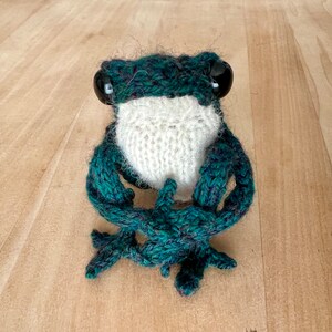 Knitted Frog, assorted colors, dotpebblesknits, as seen on Tiktok Dark green