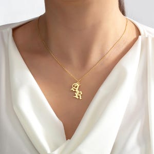 Collar con nombre de 2 letras en plata de ley 925 personalizado: joyería con iniciales personalizadas para mujeres y hombres, regalo elegante y único
