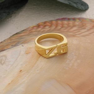 Personalized Birth Year Ring: 14K Gold Plated Sterling Silver