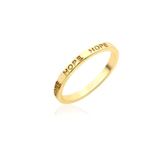 Anillo ESPERANZA de plata de ley 925: un anillo minimalista inspirador, chapado en oro, regalo motivacional para mujer.