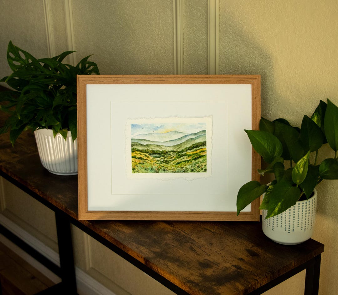 Original Watercolor Landscape Painting - 12" X 15" Framed - "merry ...