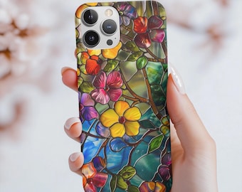 Stained Glass Floral Phone Case: Vibrant Botanical Art