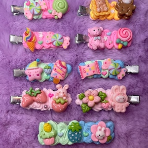 Handmade Kawaii Decoden Hair Clips, Singles & Sets