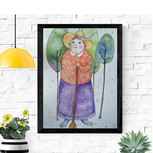 Garden Lady Watercolor,Gardening,Original Watercolor,Garden Lady,Watercolor,Floral Watercolor,Folk Art Painting,Garden Art,Watercolor Art