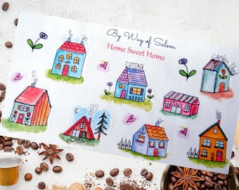 Cute Cottages Sticker Sheet,Home Sweet Home Stickers,Home Planner Stickers,New Home,Housewarming,Planner Stickers,Cottages,Cottage Stickers