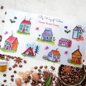 Cute Cottages Sticker Sheet,Home Sweet Home Stickers,Home Planner Stickers,New Home,Housewarming,Planner Stickers,Cottages,Cottage Stickers