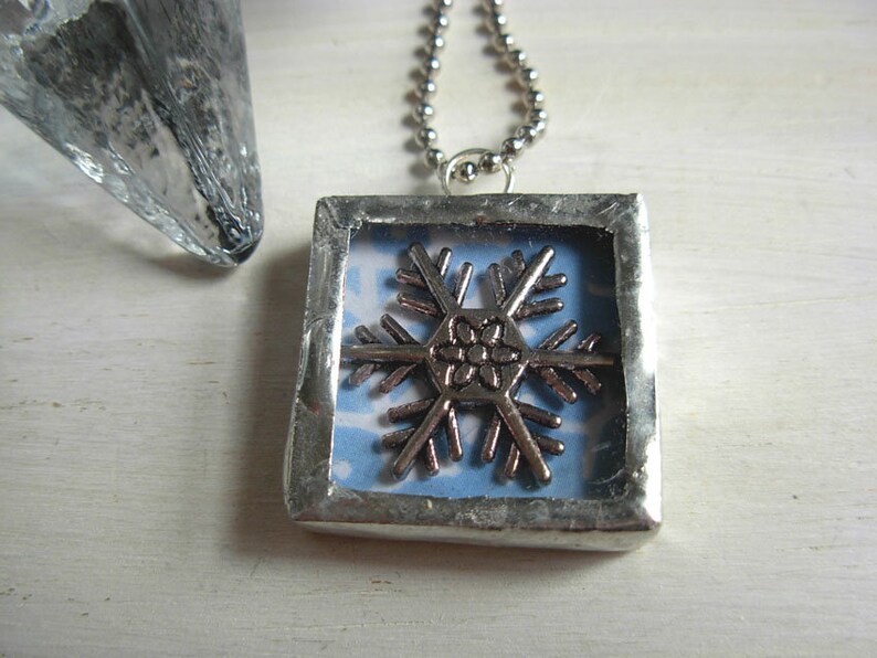 Silver Snowflake Charm Pendant Snowflake Jewelry Snowflake image 1