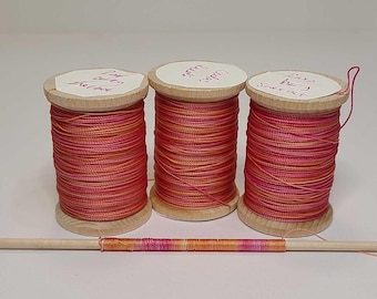 Hand-dyed FF Nylon Reed Thread - Raspberry Sherbet
