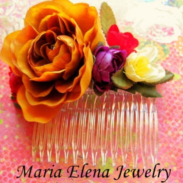FREE SHIPPING WORLDWIDE and FREE GIFT CARD ... Maria Elena Jewelry - Romantic Flower Hair Comb