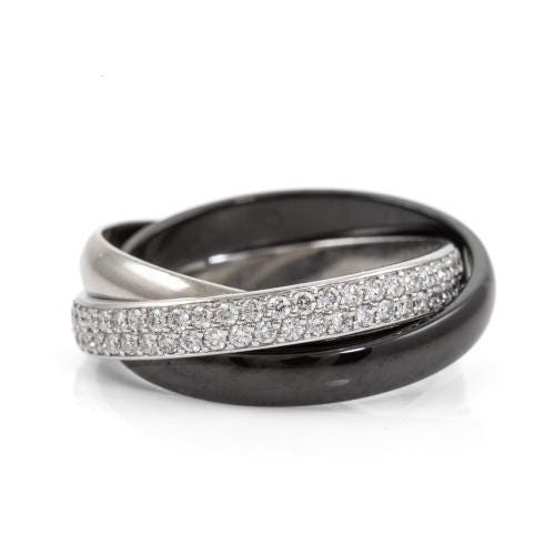 Cartier Trinity ceramic/ diamond ring (with box + papers)