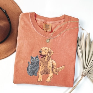 Dog and Cat T-Shirt for Men and Women, Comfort Colors Tee for Dog and Cat Lovers, Gift for Cat and Dog Lovers, Gift for Animal Lovers