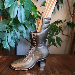 Vintage Brass Boot Vase Unique Victorian Decor