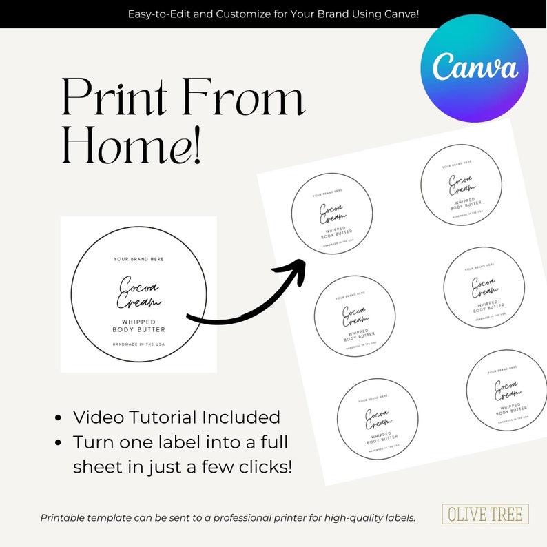 Editable Cosmetic Jar Labels Canva Templates 3 Sizes, Printable Jar