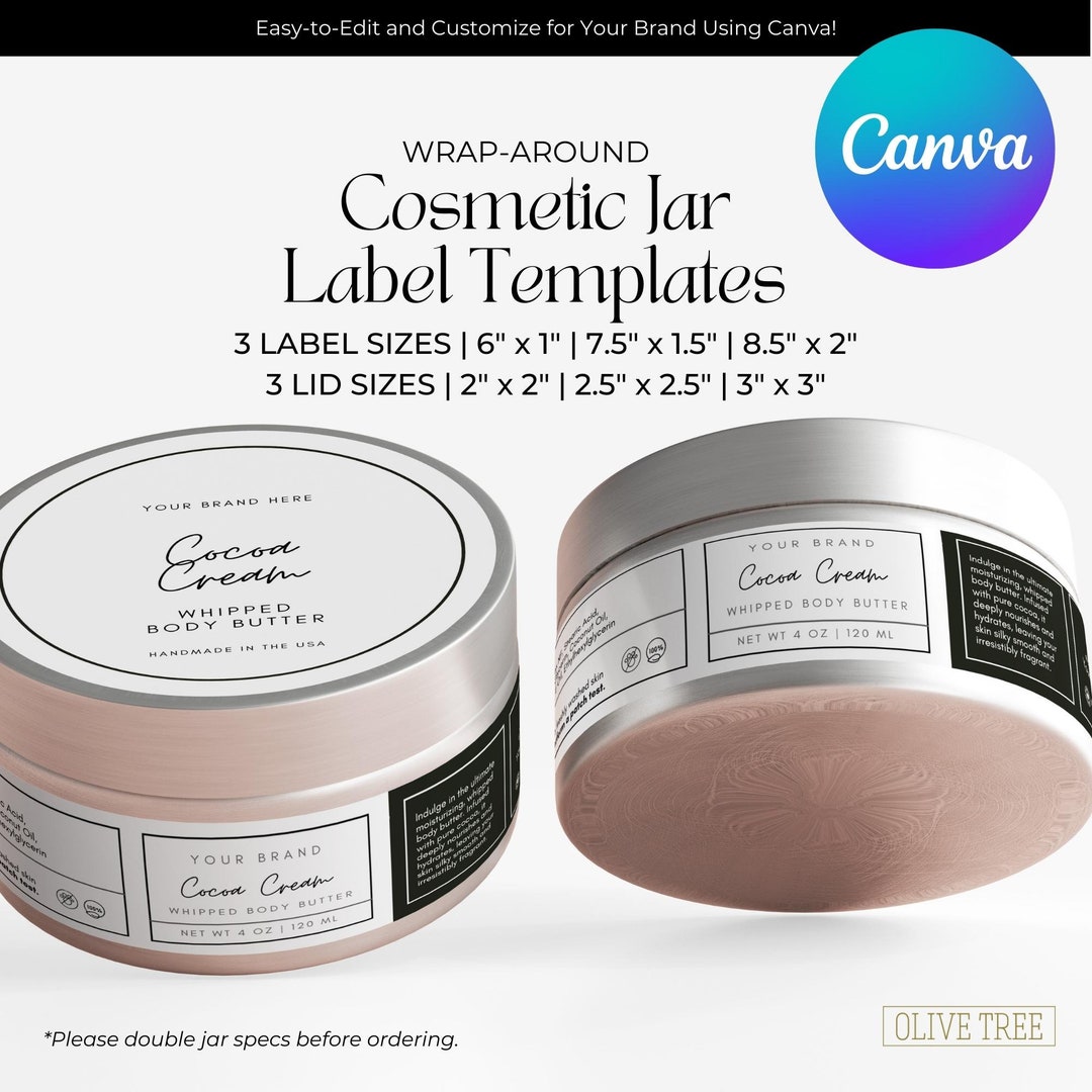 Editable Cosmetic Jar Labels Canva Templates (3 Sizes), Printable Jar ...