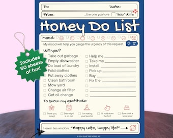 Bloc-notes Honey Do List – Cadeau pour bâillonner son mari, liste de choses à faire de 50 pages