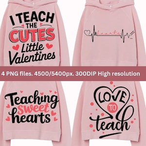 Lehrer Valentinstag Png Bundle, niedliche Herzdesigns für Erzieher, digitaler Download für das Unterrichten von Liebsten