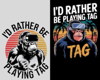 VR Gorilla Gaming Design: Retro Gamer PNG SVG (Digital Download)