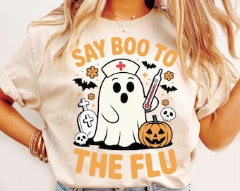 Funny Halloween Nurse Ghost PNG : Spooky Flu Season Shirt (Digital Download